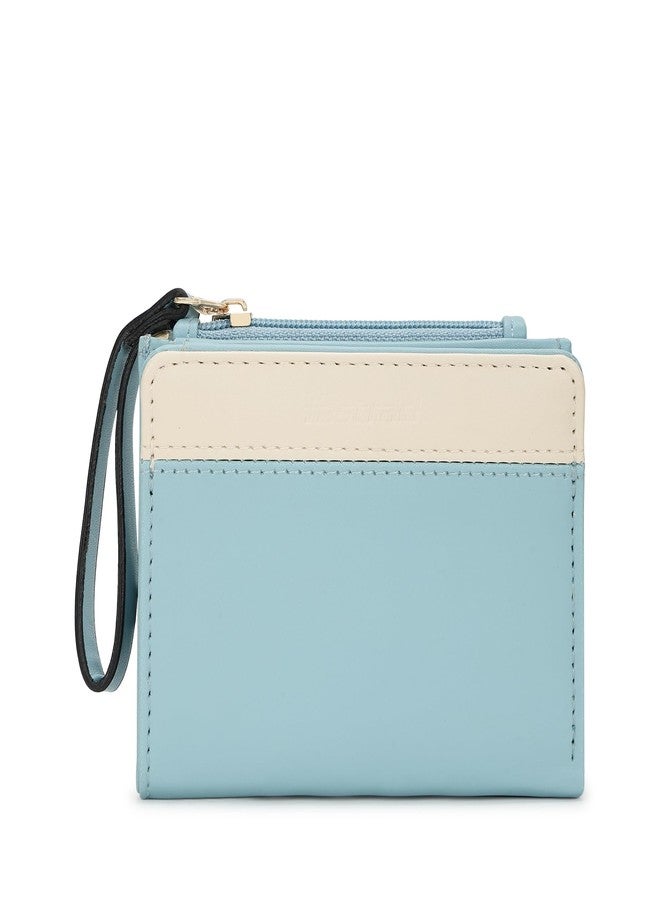 Fastrack Women Faux Leather Color Blocked Two-Fold Wallet , | with 3 Card Holders & ID Card Holder | Wallet with Wristlet | Purse for Daily Use, Blue - Image 1